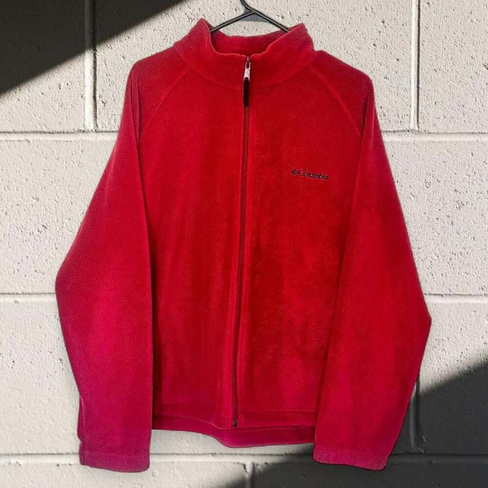 Retro Columbia Full Zip Fleece Jacket Large Red Gorpcore